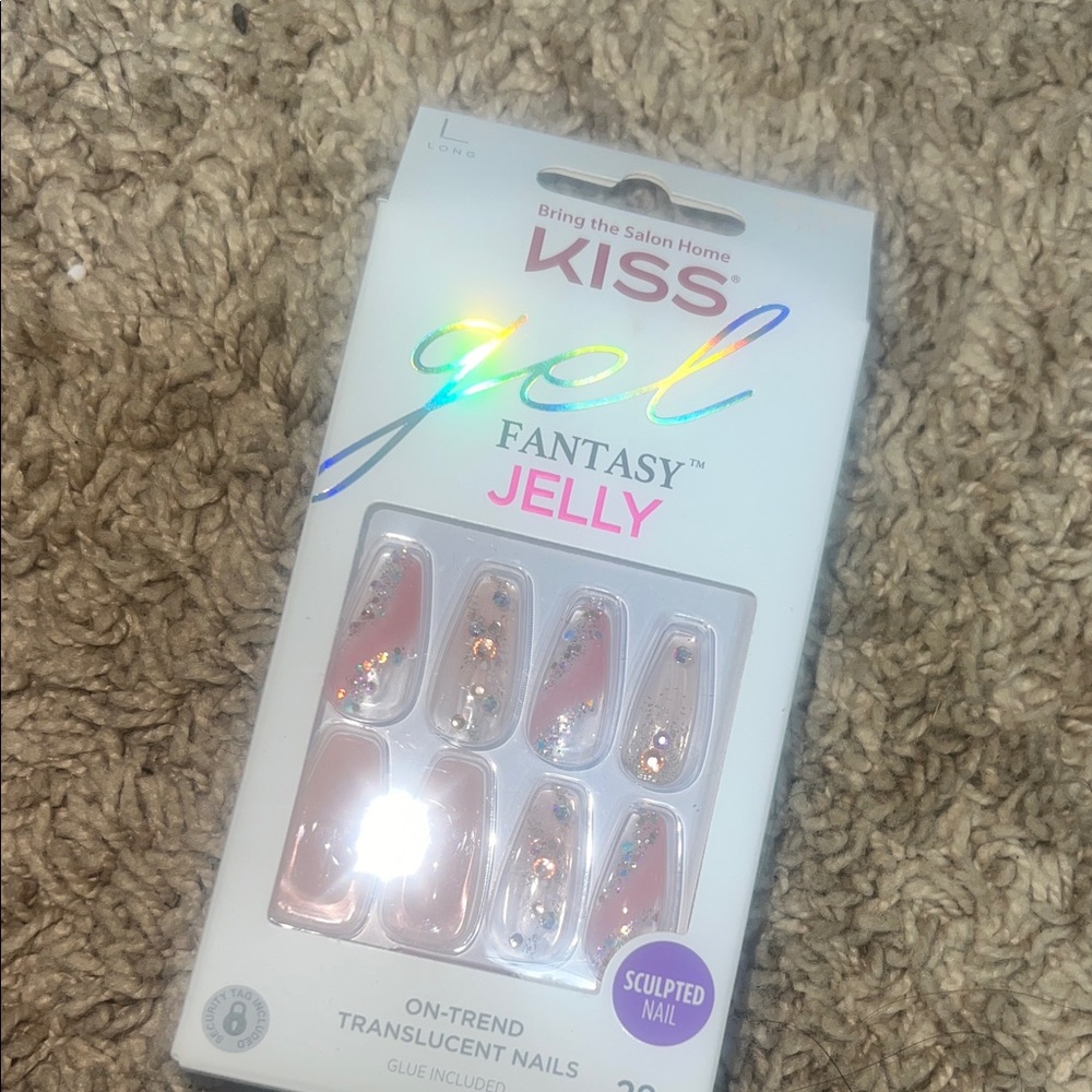 KISS Gel Fantasy Jelly Nails - Pink and Gold